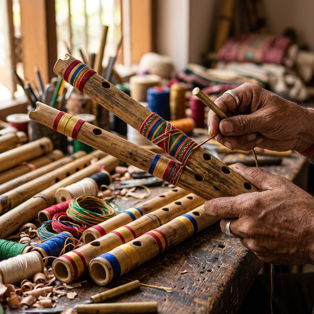 E Base Bansuri being crafted in Varanasi